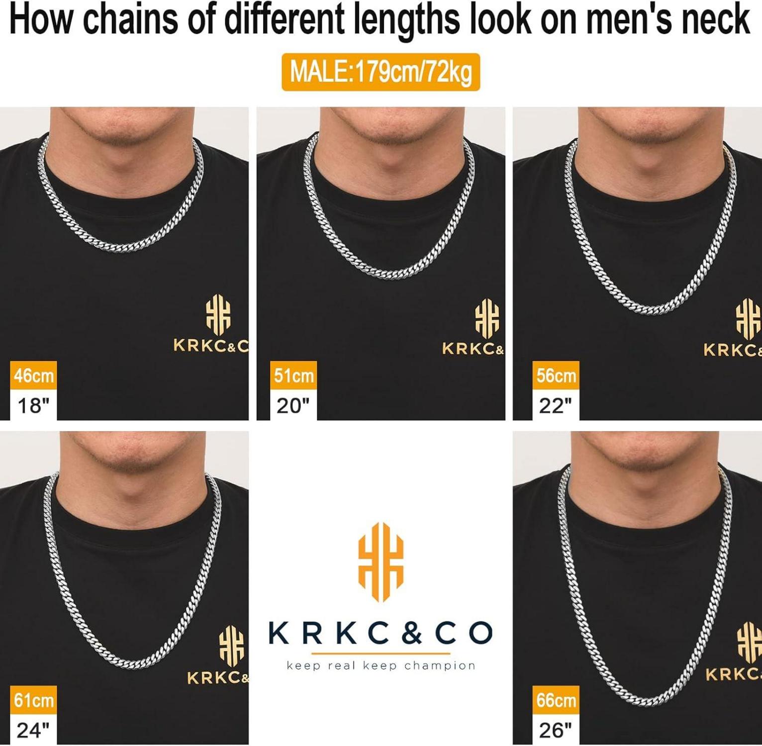 KRKC&CO Herren Panzerkette 8mm 61cm Edelstahl Diamantschliff Gold_CHAIN