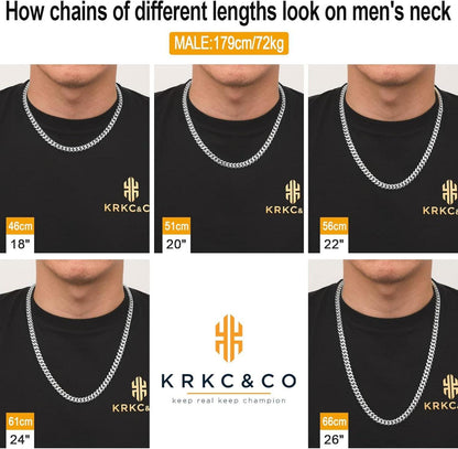 KRKC&CO Herren Panzerkette 8mm 61cm Edelstahl Diamantschliff Gold_CHAIN