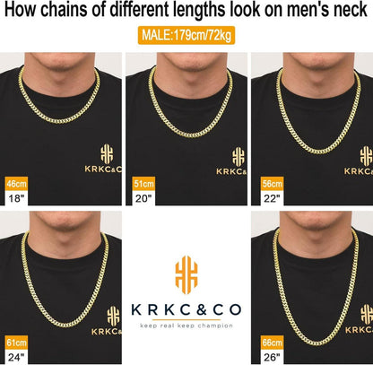 Herren Panzerkette 8mm Edelstahl Diamantschliff 14K Vergoldet Cuban Chain