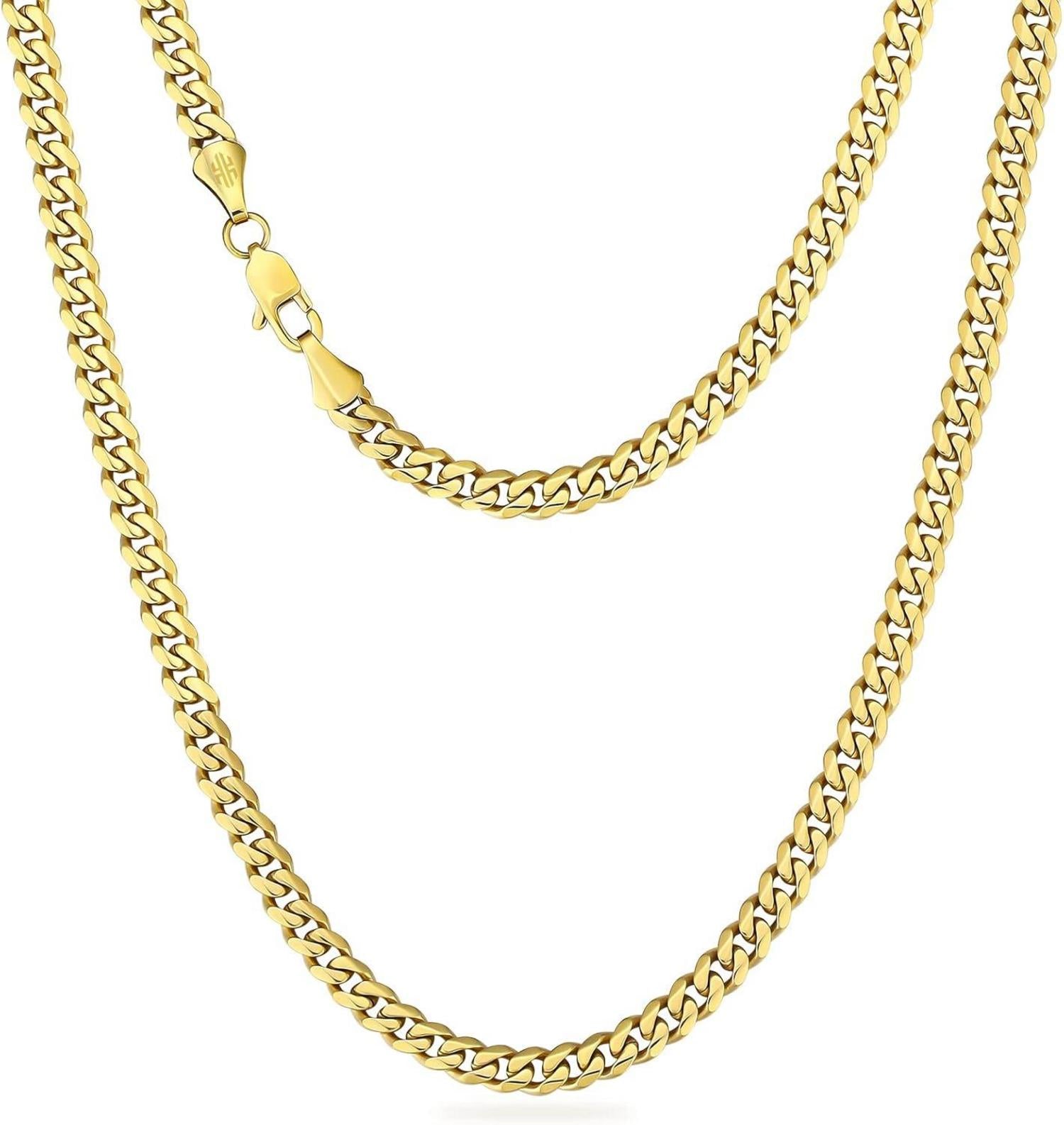 Edelstahl Panzerkette mit Diamantschliff Gold 6mm 45.7cm