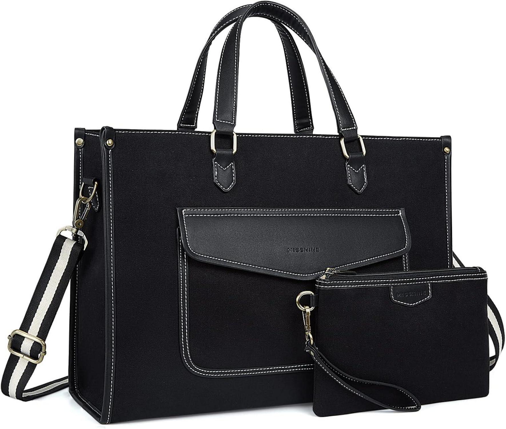 Missnine Laptop-Handtasche Damen Canvas 15,6 Zoll