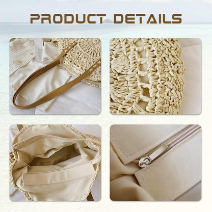 Stroh Handtasche Damen Sommer Umhängetasche Strandtasche