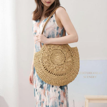 Stroh Handtasche Damen Strand Sommer Umhängetasche Groß Urlaub Elegantes Design