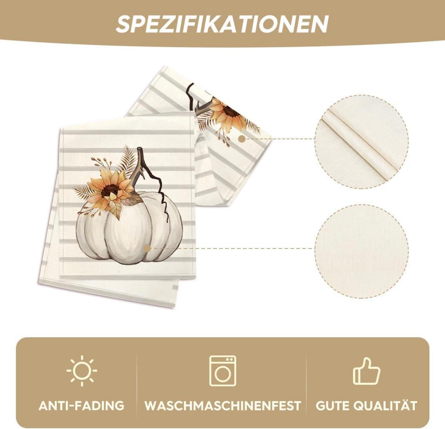 Herbst Tischläufer Kürbisse Sonnenblumen Blätter Deko 40x240 cm