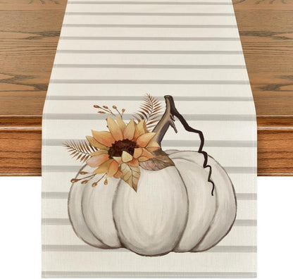 Herbstliches Tischläufer Set Kürbisse Sonnenblumen Blätter 40x300 cm