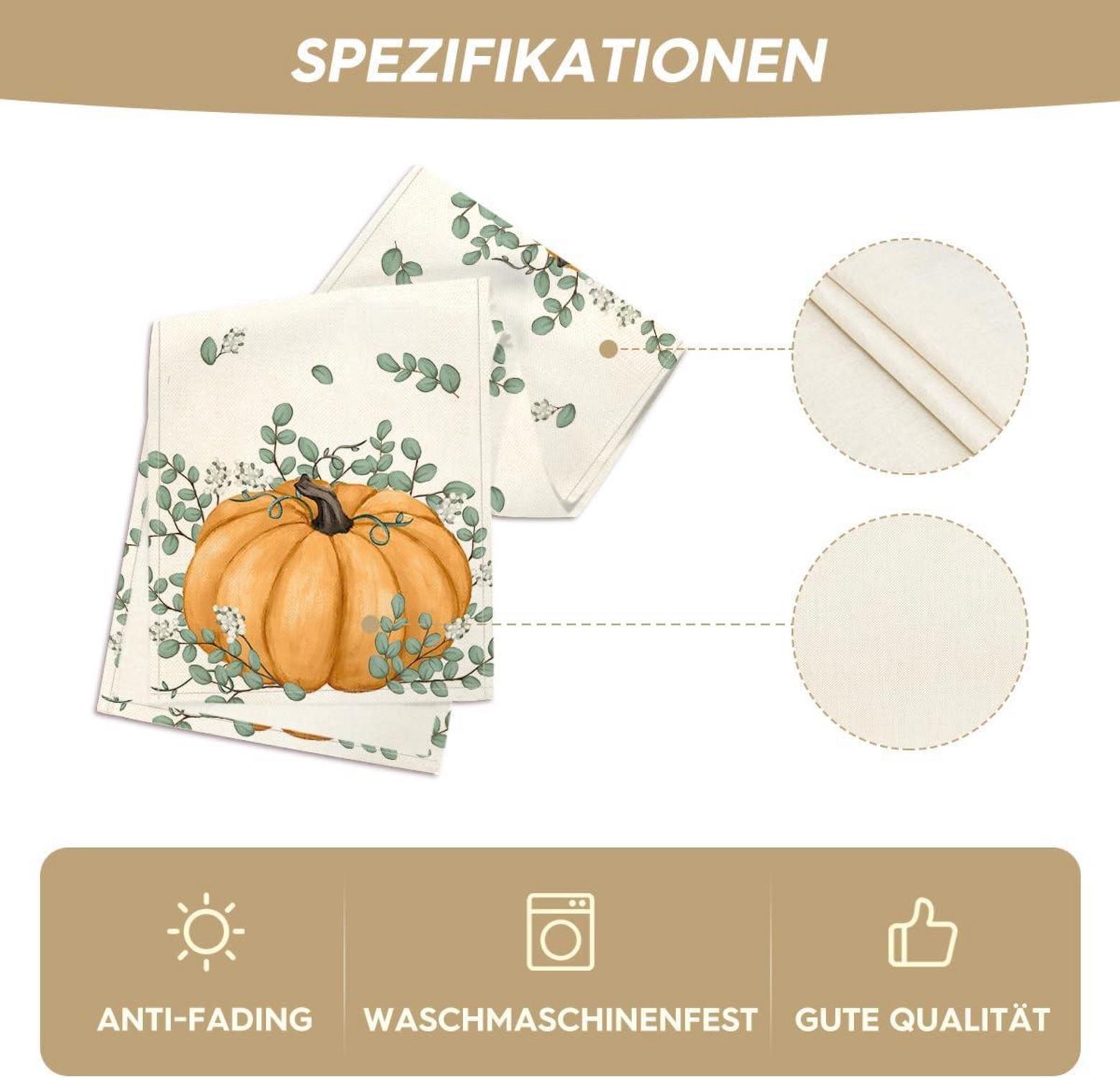 Artoid Mode Orange Kürbisse Eukalyptus Tischläufer 40x140 cm