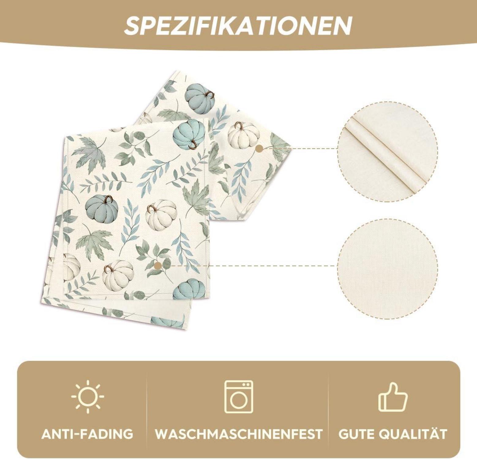 Herbst Tischläufer Blau Kürbisse Blätter 40x140 cm - Deko Küche