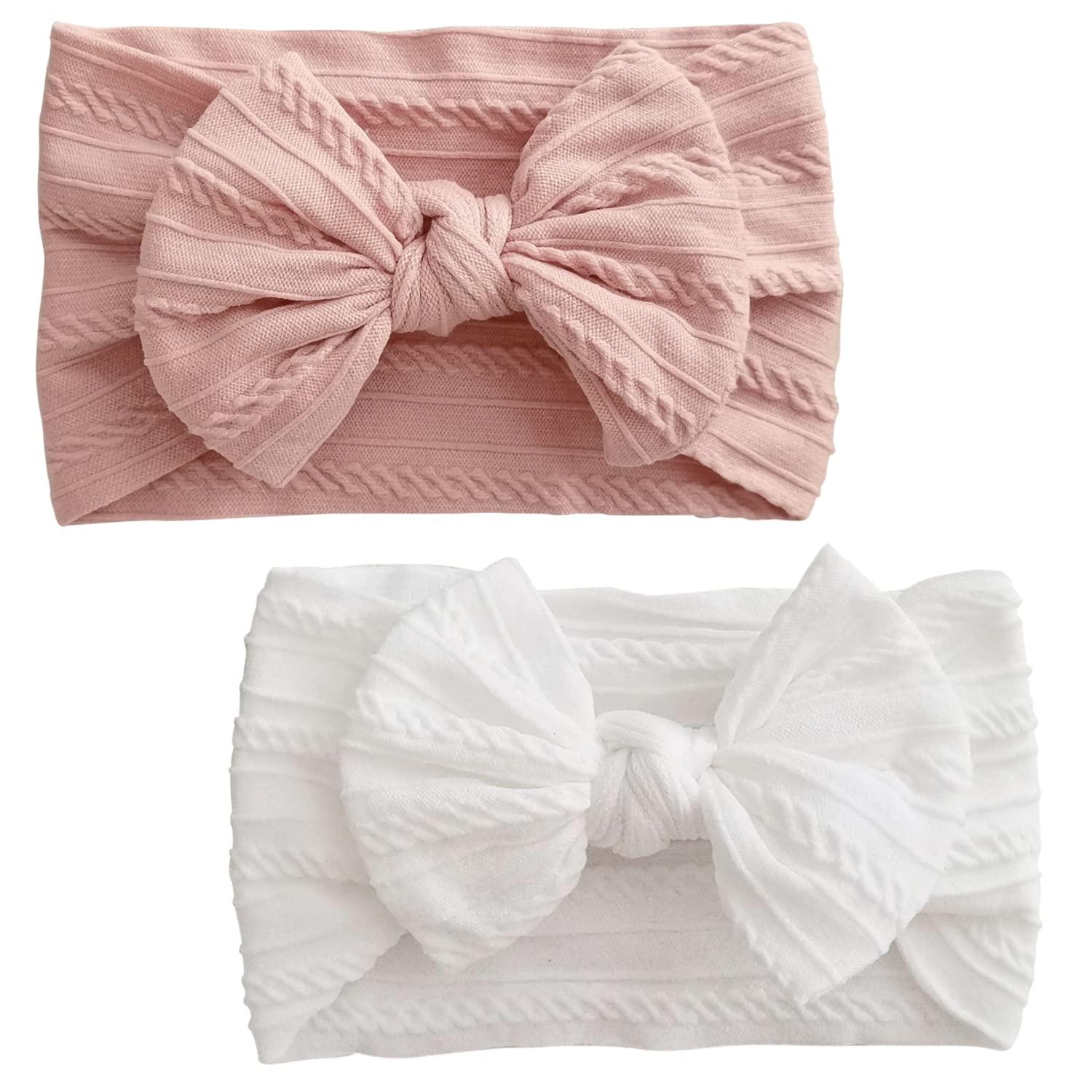 2er Set Baby Turban Stirnband elastisch Nylon Schleife Mädchen