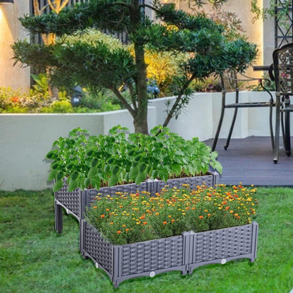 Hochbeet Kunststoff-Rattan höhenverstellbar 80x80cm Graublau