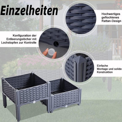 Hochbeet Kunststoff Blumenkasten 80x40x23 cm Graublau