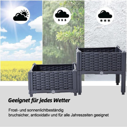 Hochbeet Kunststoff Blumenkasten 80x40x23 cm Graublau