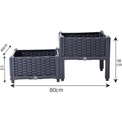Hochbeet Kunststoff Blumenkasten 80x40x23 cm Graublau