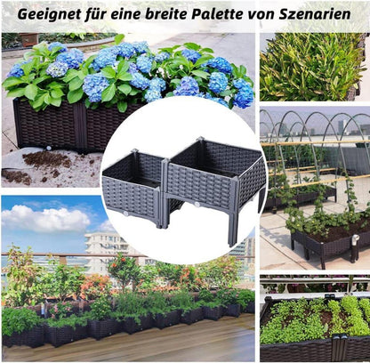 Hochbeet Blumenkasten Kunststoff Graublau 80x40cm Gemüse Balkon