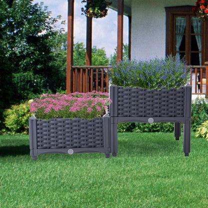 Hochbeet Blumenkasten Kunststoff Graublau 80x40cm Gemüse Balkon