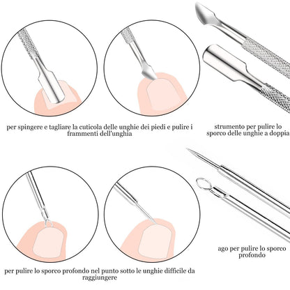 Pediküre-Set 7-teilig Edelstahl Nagelheber Raspelfeile Zehennagelfeile