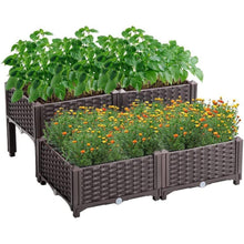 Mingone Hochbeet Kunststoff Blumenkasten Braun 80x80x23-38cm