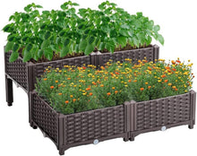 Kunststoff Hochbeet Garten Blumenkasten Braun 80x80x23-38cm