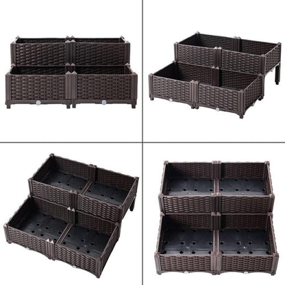 Hochbeet Garten Blumenkasten Kunststoff Braun 80x80x23-38cm