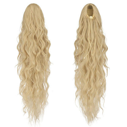 Langer, lockiger Pferdeschwanz mit Kordelzug – Erdbeerblond & Bleichblond