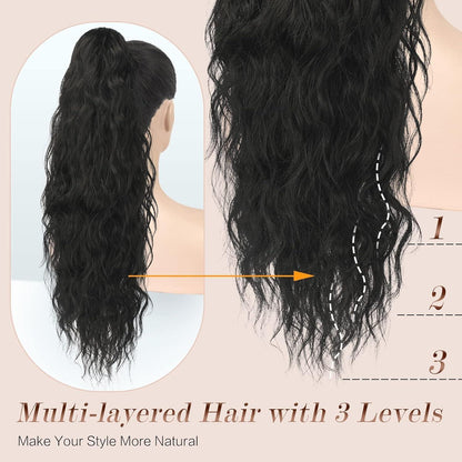 Langer, lockiger Pferdeschwanz mit Kordelzug – Erdbeerblond & Bleichblond
