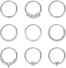 Nasenpiercing Chirurgenstahl Set 16G Damen Hoop Septum Piercing Opal