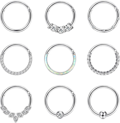 Nasenpiercing Chirurgenstahl Set 16G Damen Hoop Septum Piercing Opal
