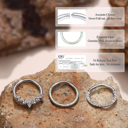 Nasenpiercing Set Chirurgenstahl Damen Helix Tragus Piercings Opal CZ 16G