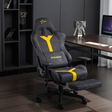 Ergonomischer Gaming Stuhl mit Fußstütze, Grau-Gelb