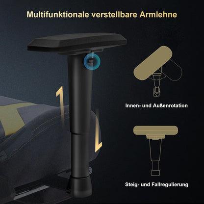 Gaming Stuhl Wildlederimitat Ergonomisch Fußstütze Grau Gelb Game