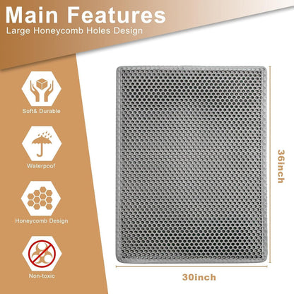 Garoopion Katzenklo Matte 90x76cm Wasserdichte Waben Design