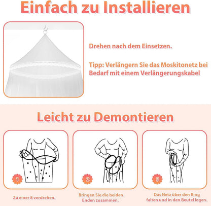 Leuchtendes Spitzen-Moskitonetz für Doppel- Einzelbett