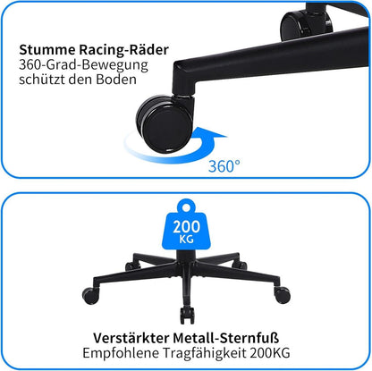 Fantasylab Bürostuhl 200KG Ergonomischer Schreibtischstuhl Memory-Schaum