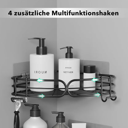 Duschablage Ohne Bohren Eckregal Badregal mit Seifen Halter Schwarz