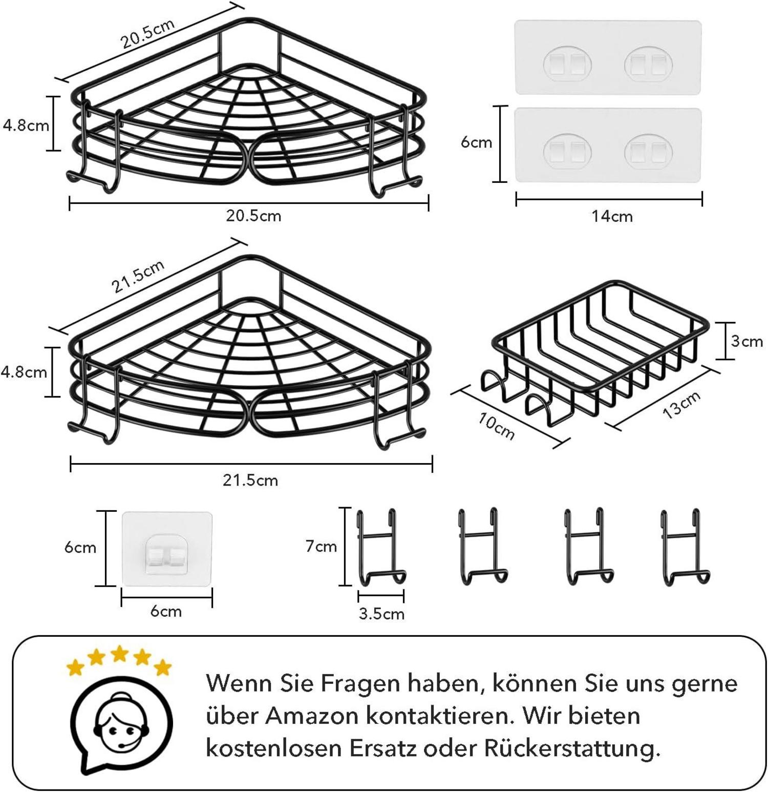 Eck-Duschablage Set ohne Bohren | Duschregal Schwarz