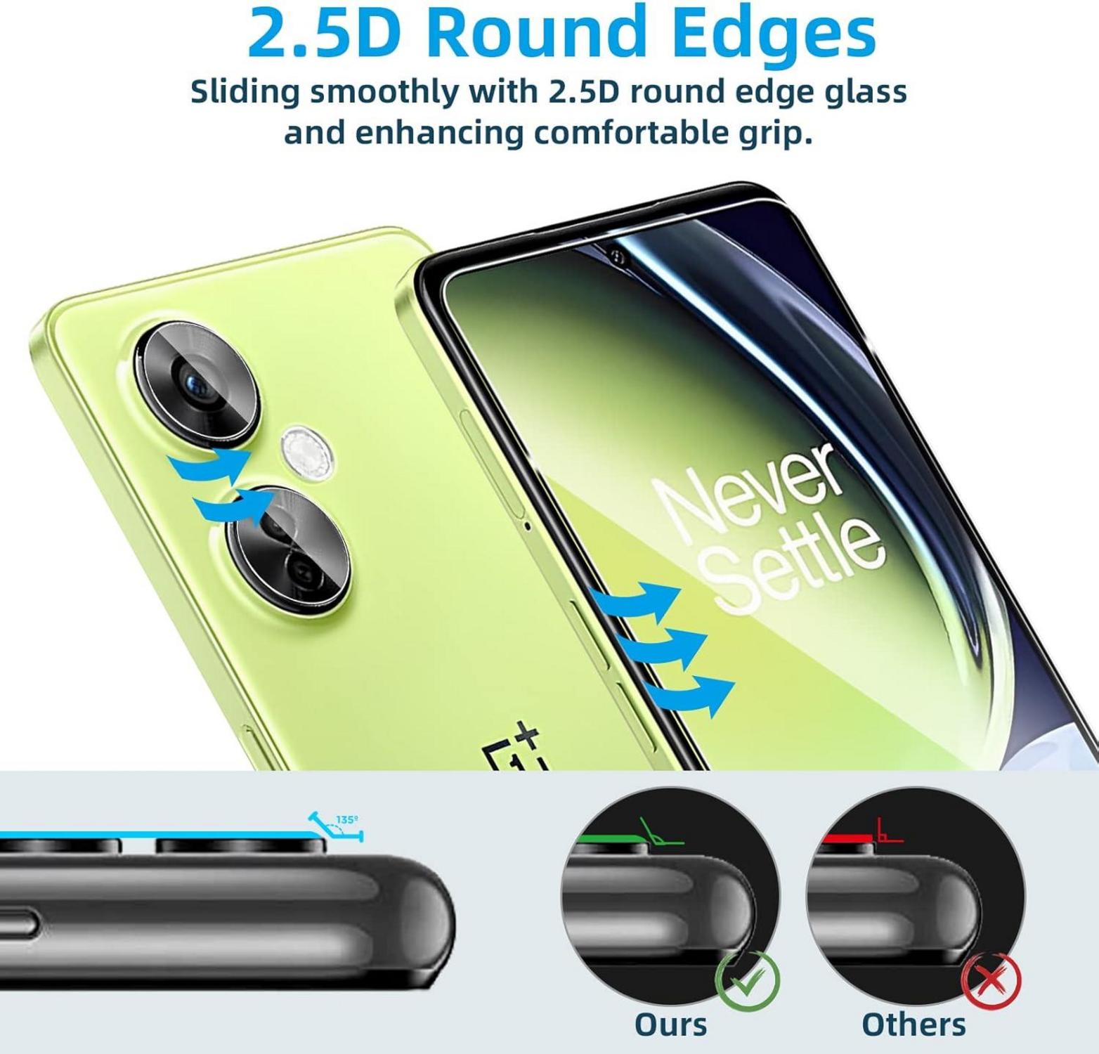 Panzer Schutzglas Oneplus Nord CE 3 lite + Kameraschutz, 0.33mm
