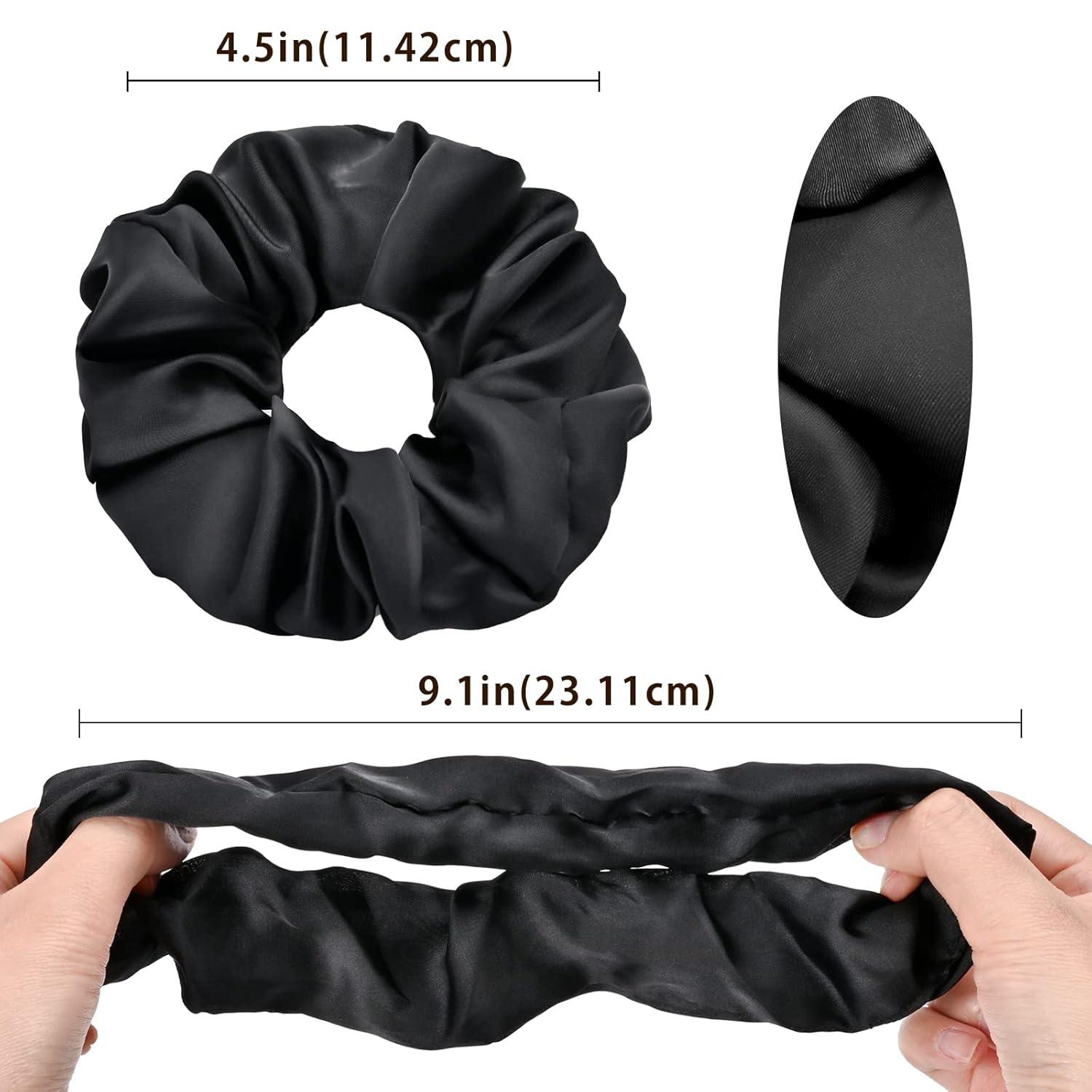 6er Pack Schwarz Satin Haargummis Damen Mädchen Elastisch Stoff