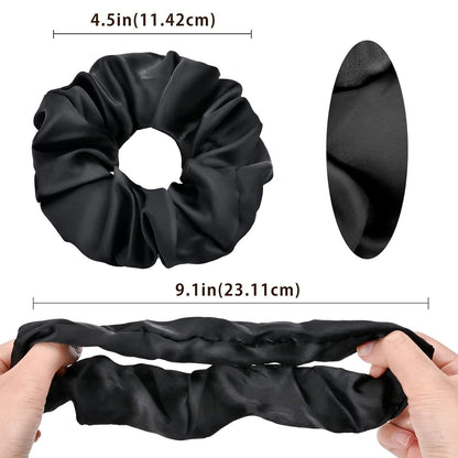 6er Pack Schwarz Satin Haargummis Damen Mädchen Elastisch Stoff