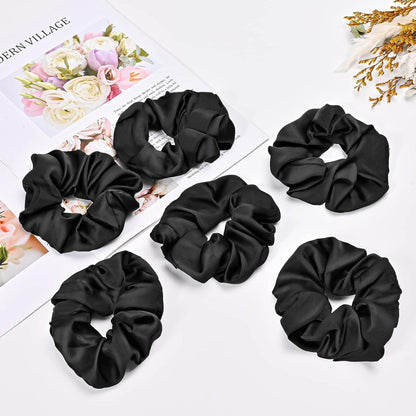 Lolalet Haargummis Damen Mädchen Schwarz Stoff Elastisch 6er Pack
