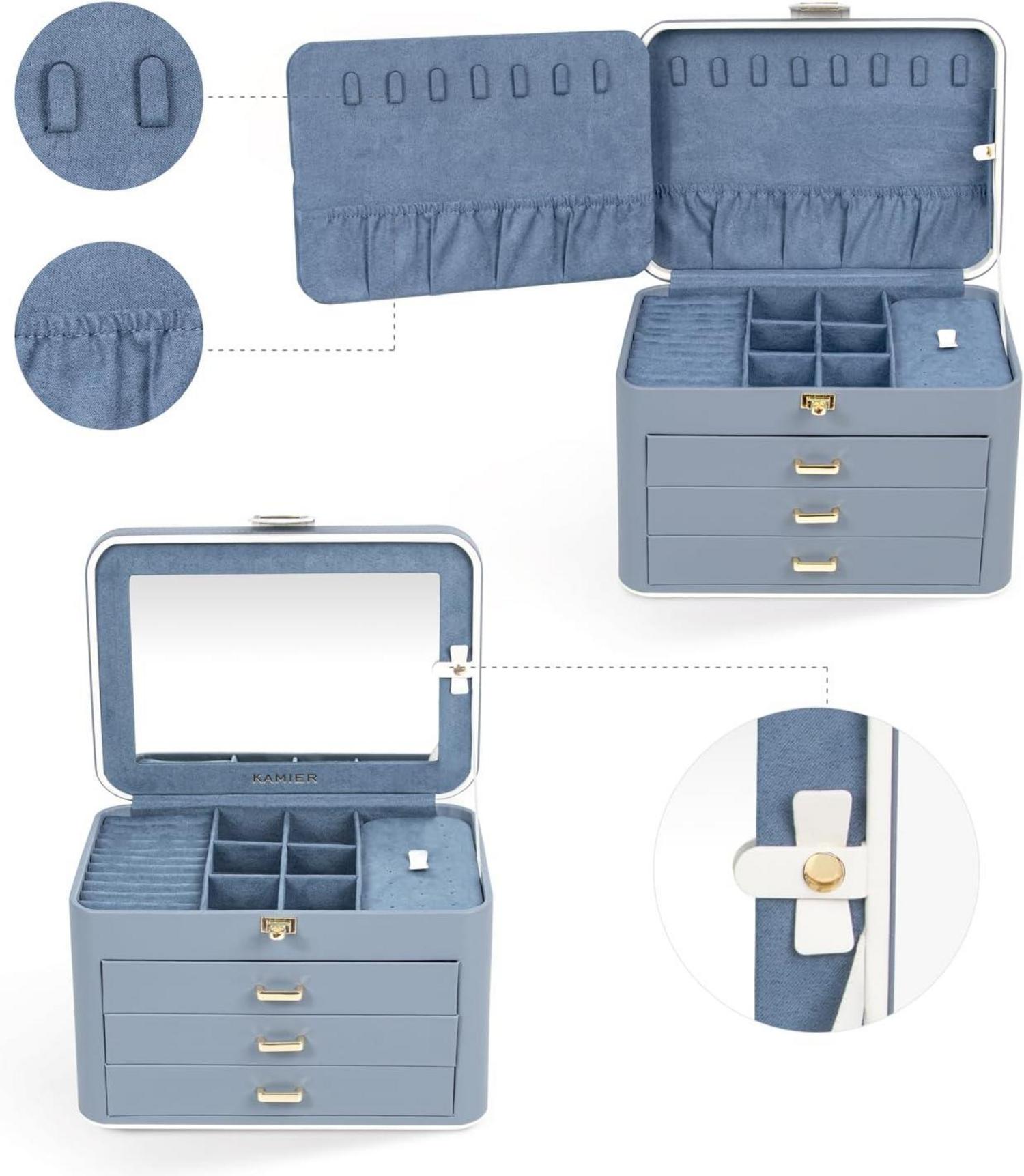 Schmuckkästchen für Damen mit Spiegel und Schloss, große