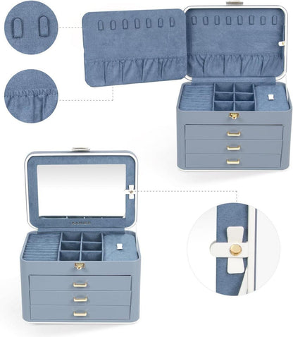 Schmuckkästchen für Damen mit Spiegel und Schloss, große