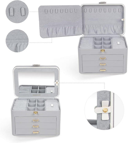 Schmuckkästchen Damen große Schmuckschatulle 4 Ebenen