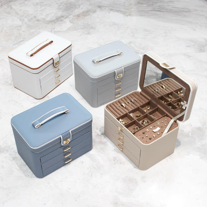 Schmuckkästchen Damen große Schmuckschatulle mit Spiegel und