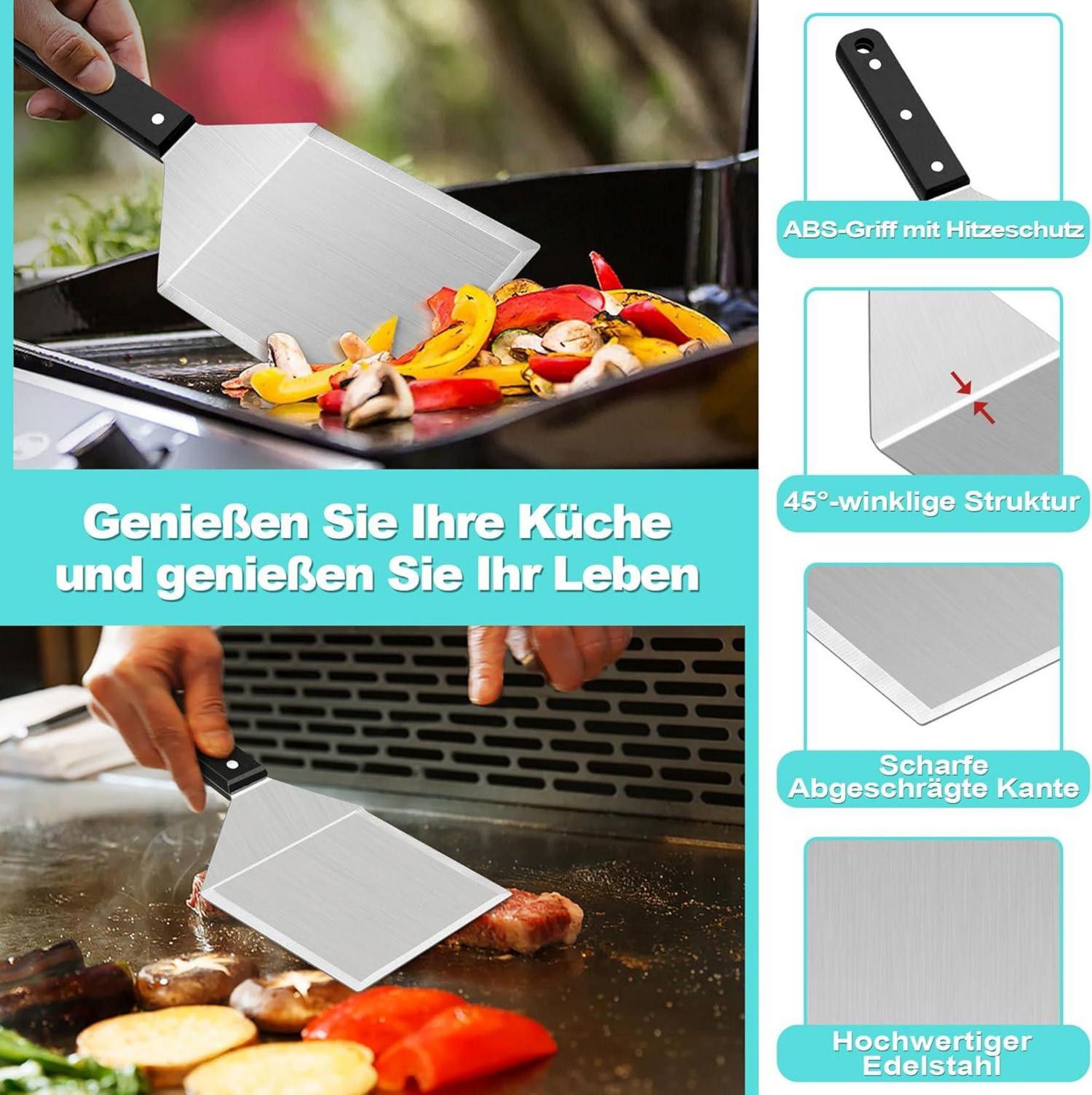 Grillspachtel Set Edelstahl 2er Set Smash Burger Gasgrill Feuerplatte