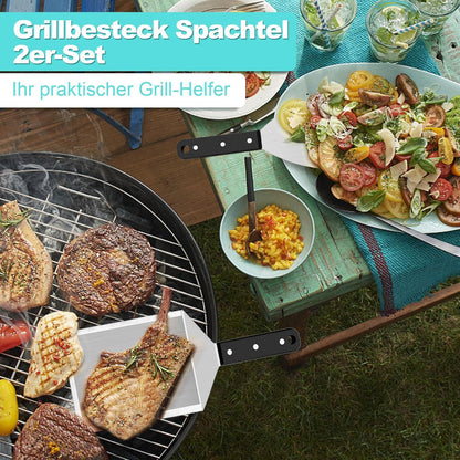 HaWare BBQ Grillspachtel Set 2er Edelstahl für Smash Burger
