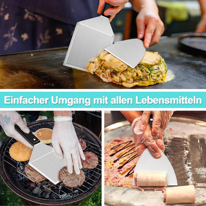 Edelstahl Grillspachtel Set für Smash Burger & Grillwender, 2er Set