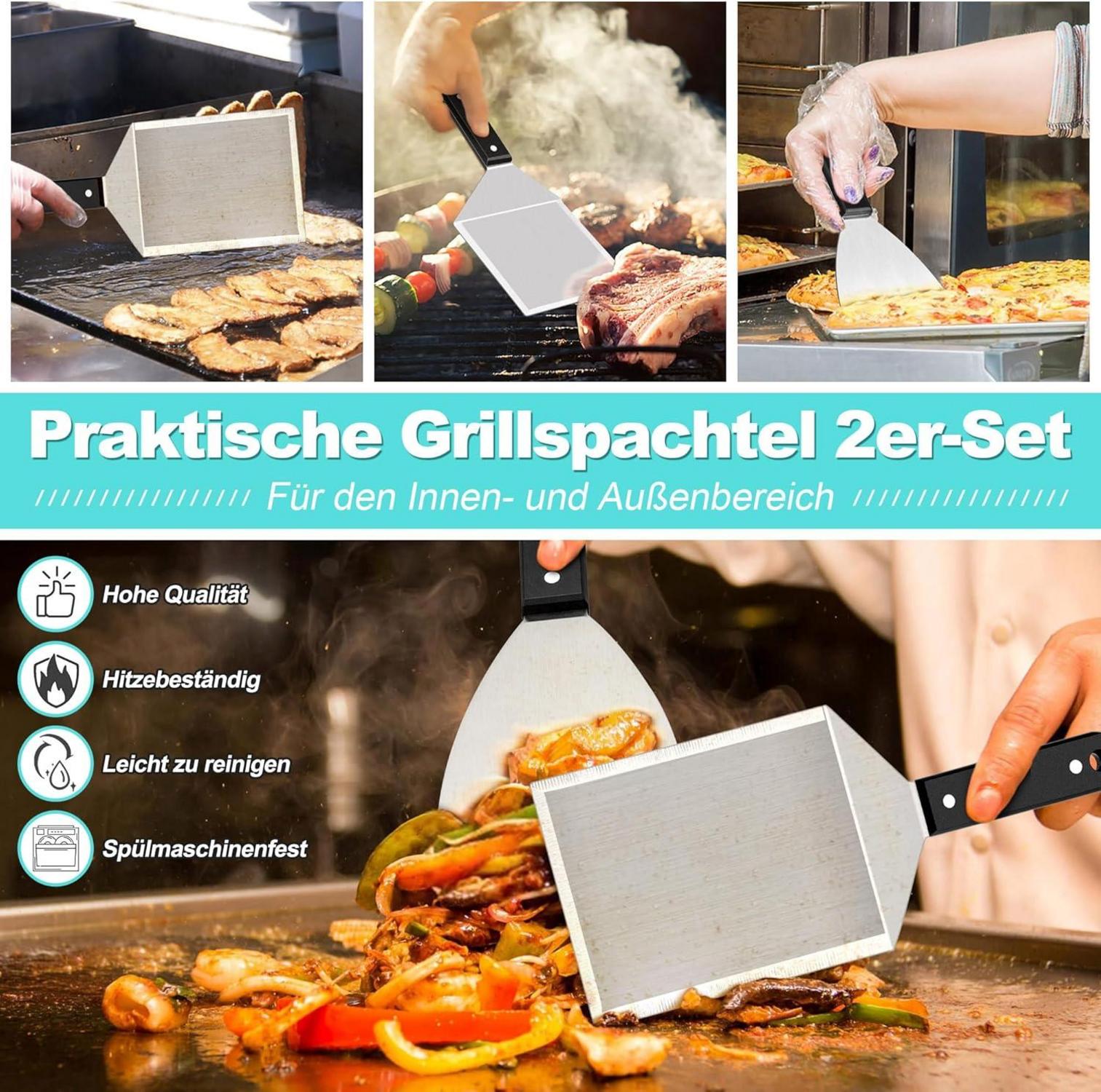 Grillspachtel Set Edelstahl Plancha Spachtel 2er Set für Smash Burger