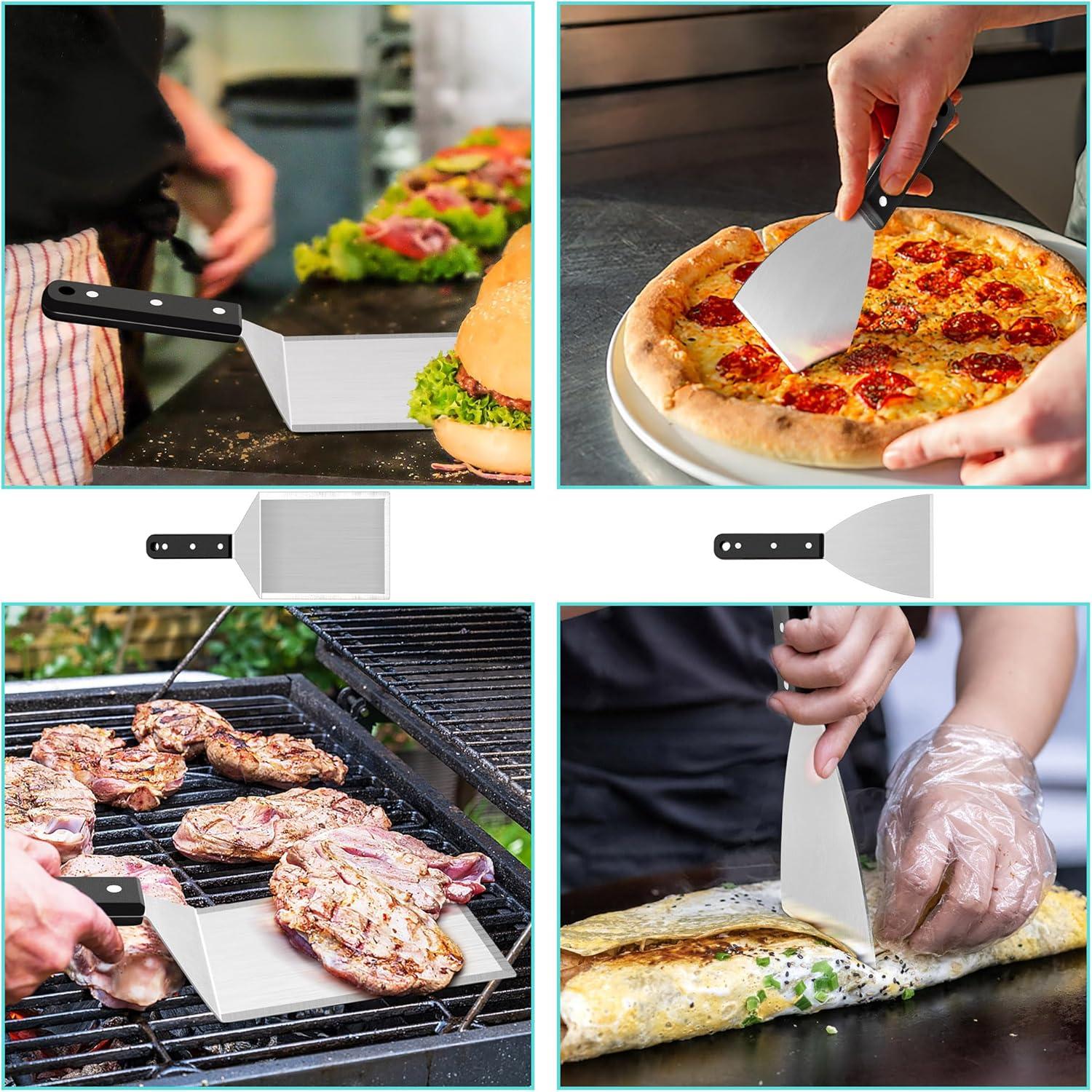 Edelstahl Grillspachtel Set für Smash Burger & Grillwender, 2er Set