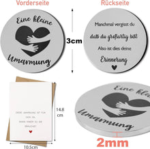 Glücksbringer Umarmung: Edelstahl Glücksmünze Geschenk Set
