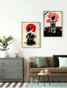 Japanische Frau Leinwand Poster Wandkunst Wohnzimmer Deko Set