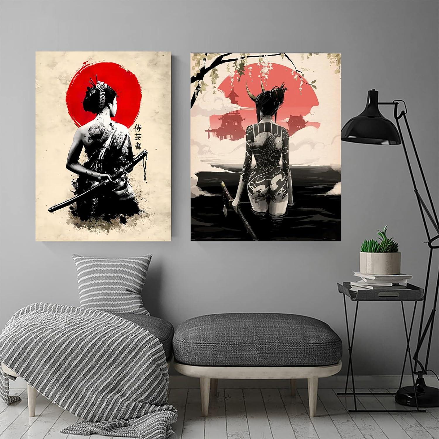 LYBOHO Japanisch Frau Poster Leinwand Kunstdrucke Wohnzimmer